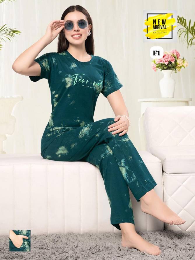 Vol F101 SD By Summer Special Printed Shinker Hosiery Cotton Night Suit Wholesale Online
